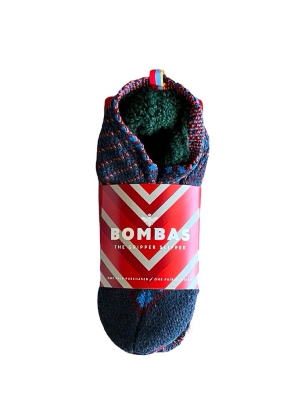 Bombas Navy and Green Gripper Slipper Socks